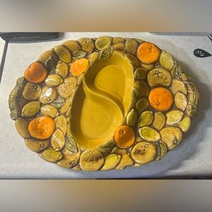 VTG Inarco Japan Mid Century Orange Spice Fruit Serving Platter Relish Tray